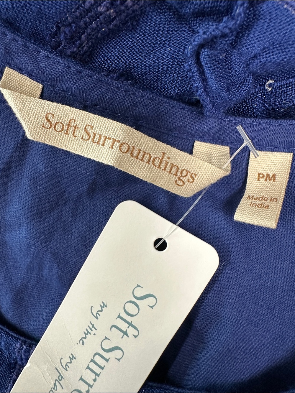 Soft Surroundings Kara Shimmer Dress in blue with sequins Size M Petite NEW - Picture 10 of 12